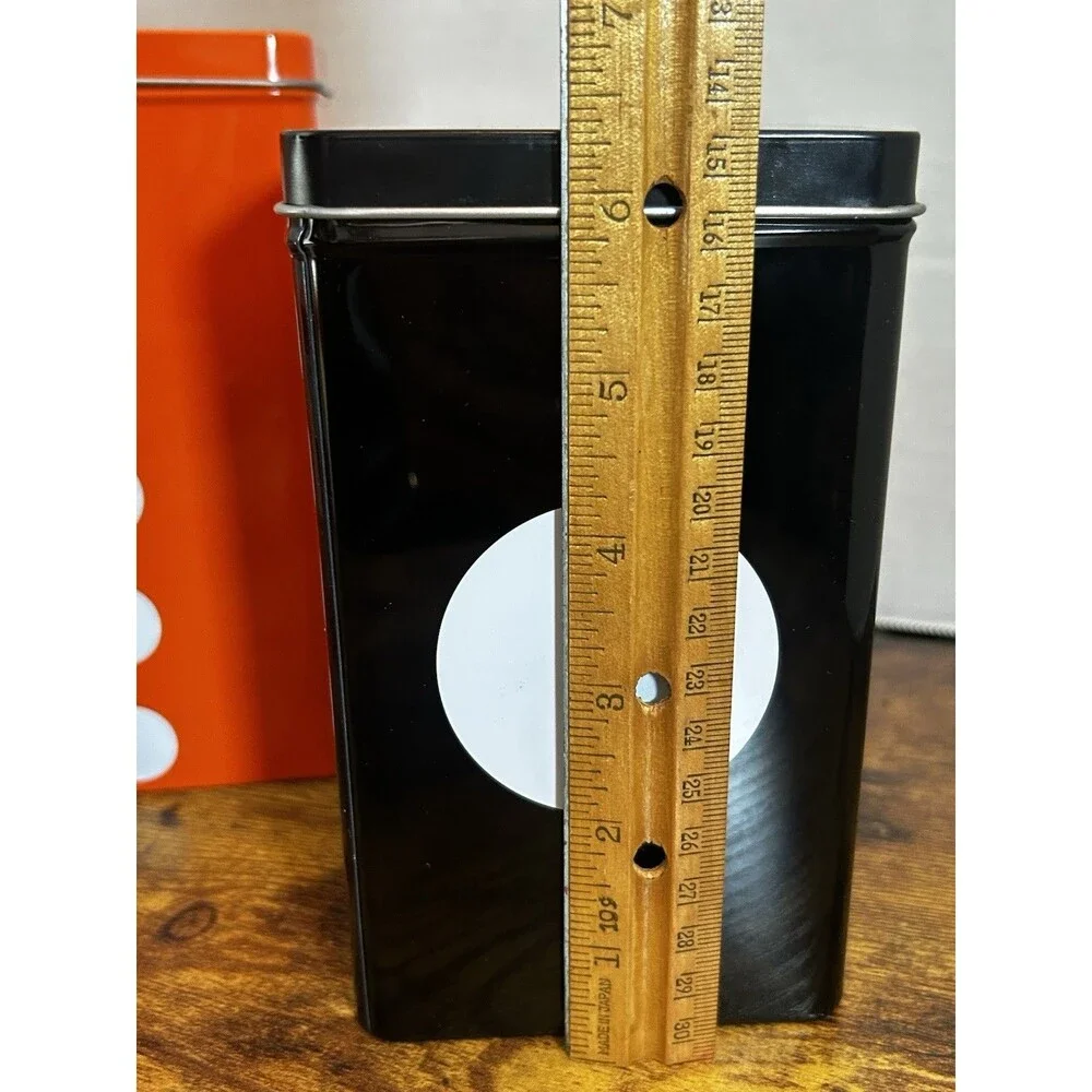 Vintage IKEA Metal Tins Set of 3 Orange Black Retro Halloween Kitchen Decor Set